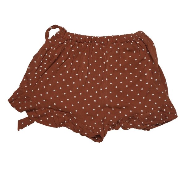 American Eagle Brown Polka Dot Faux Wrap Shorts, size Extra Small - Picture 2 of 10